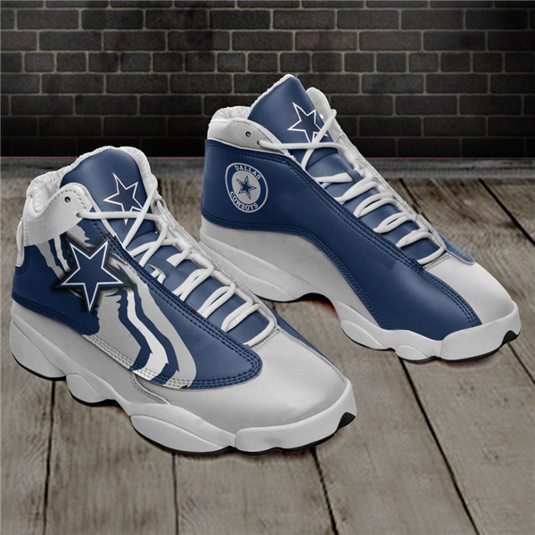 Women's Dallas Cowboys AJ13 Series High Top Leather Sneakers 003